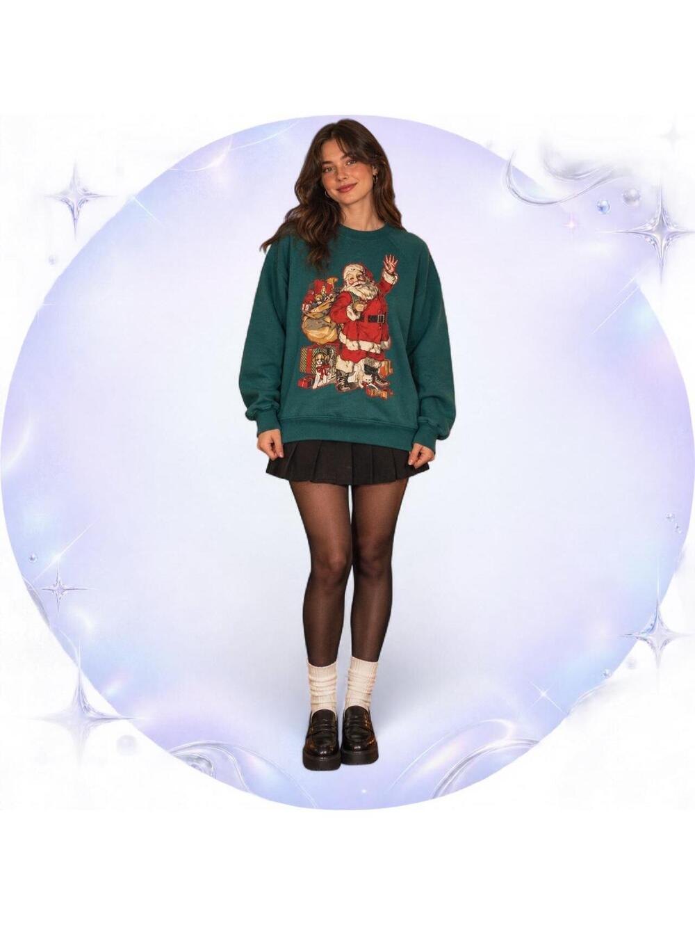 Vintage 80s Hanes Santa Christmas Graphic Sweatshirt Made in USA Large